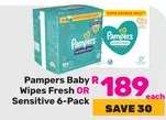 Pampers Baby Wipes Fresh OR Sensitive 6-Pack
