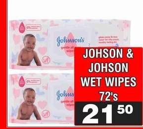 JOHSON & JOHSON WET WIPES 72's