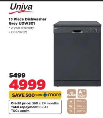 Univa 13 Place Dishwasher Grey UDW301