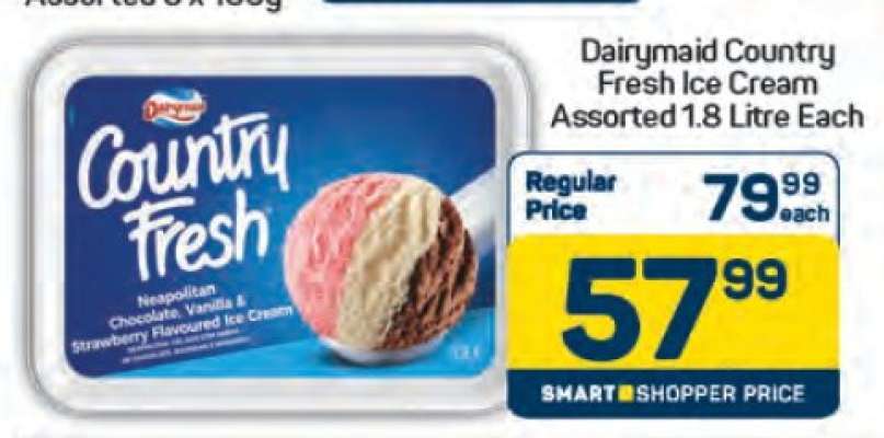 Dairymaid Country Fresh Ice Cream Assorted 1.8 Litre Each