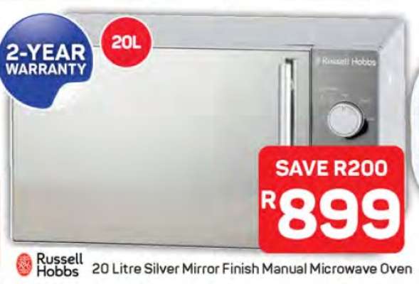 20 Litre Silver Mirror Finish Manual Microwave Oven