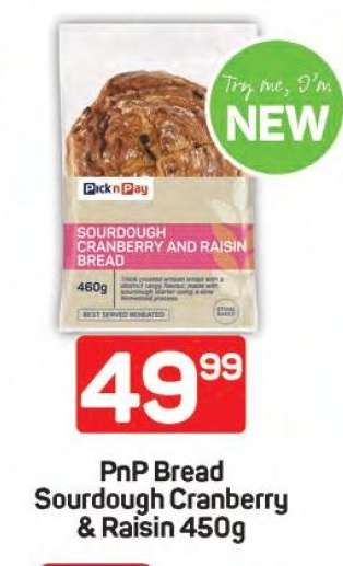 PnP Bread Sourdough Cranberry & Raisin 450g