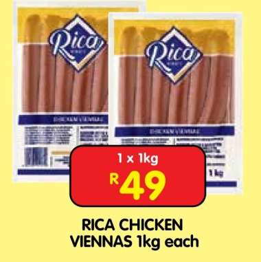 RICA CHICKEN VIENNAS 1kg each