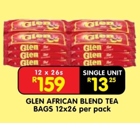 GLEN AFRICAN BLEND TEA BAGS 12x26 per pack