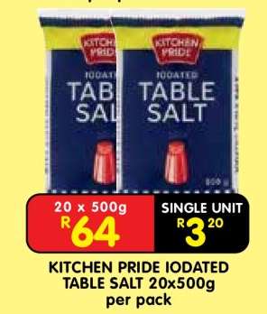 KITCHEN PRIDE IODATED TABLE SALT 20×500g