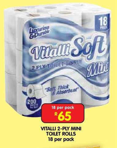 VITALLI 2-PLY MINI TOILET ROLLS