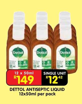 DETTOL ANTISEPTIC LIQUID 12x50ml per pack