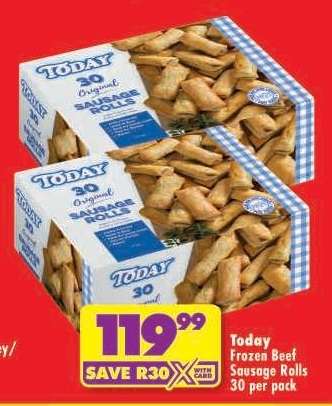 TODAY FROZEN BEEF SAUSAGE ROLLS 30 per pack
