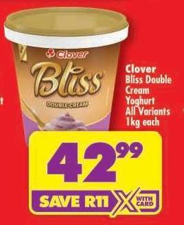Clover Bliss Double Cream Yoghurt all variants 1kg each
