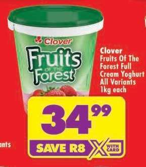 Clover Fruits Of The Forest Full Cream Yoghurt All Variants 1kg each