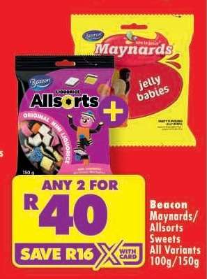 Beacon Maynards/Allsorts Sweets All Variants 100g/150g