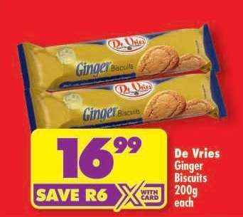 De Vries Ginger Biscuits 200g
