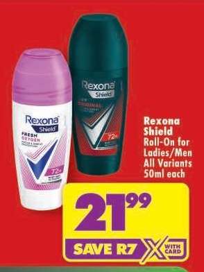 Rexona Shield Roll-On for Ladies/Men