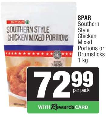 SPAR Southern Style Chicken Mixed Portions or Drumsticks