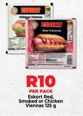 Eskort Red, Smoked or Chicken Viennas 125 g