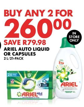 ARIEL AUTO LIQUID OR CAPSULES