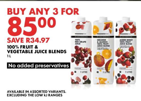 100% Fruit & Vegetable Juice Blends