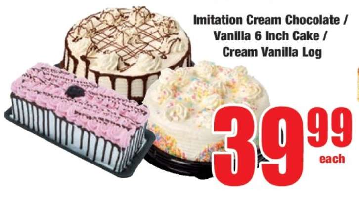 Imitation Cream Chocolate / Vanilla 6 Inch Cake / Cream Vanilla Log