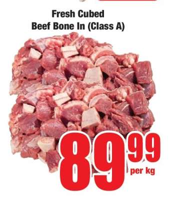 Fresh Cubed Beef (Bone In) Class A