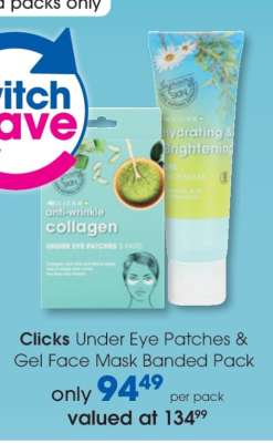 Clicks Under Eye Patches & Gel Face Mask Banded Pack