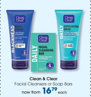 Clean & Clear Facial Cleansers or Soap Bars