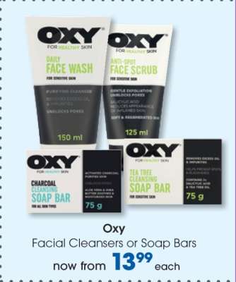 Oxy Facial Cleansers or Soap Bars