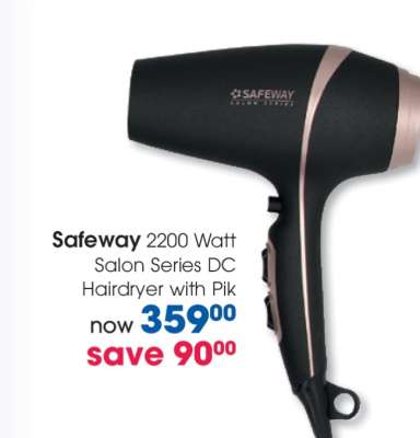 Safeway 2200 Watt Salon Series DC Hairdryer with Pik