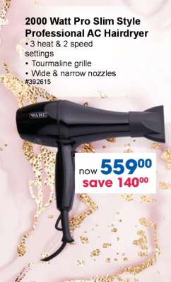 2000 Watt Pro Slim Style Professional AC Hairdryer