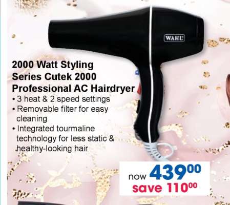 2000 Watt Styling Series Cutek 2000 Professional AC Hairdryer