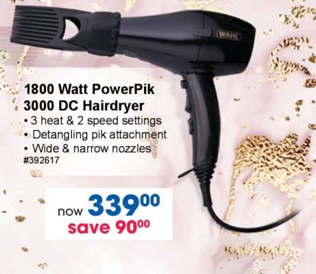 1800 Watt PowerPik 3000 DC Hairdryer