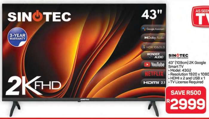 SINOTEC 43" 2K Google Smart TV