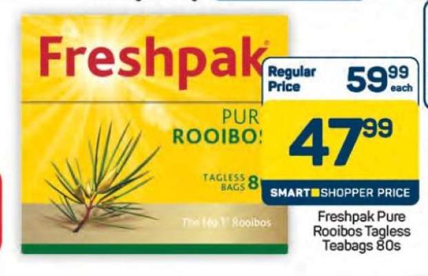 Freshpak Pure Rooibos Tagless Teabags 80s