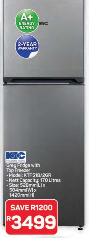 Grey Fridge with Top Freezer