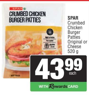 SPAR Crumbed Chicken Burger Patties