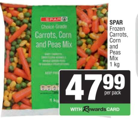 SPAR Frozen Carrots, Corn and Peas Mix 1 kg