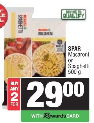 SPAR Macaroni or Spaghetti 500 g