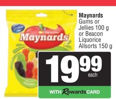Maynards Gums or Jellies 100 g or Beacon Liquorice Allsorts 150 g