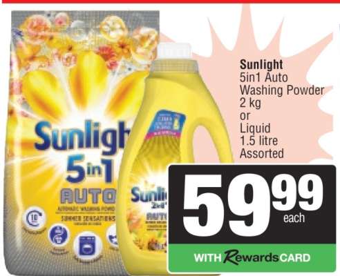 Sunlight 5in1 Auto Washing Powder or Liquid