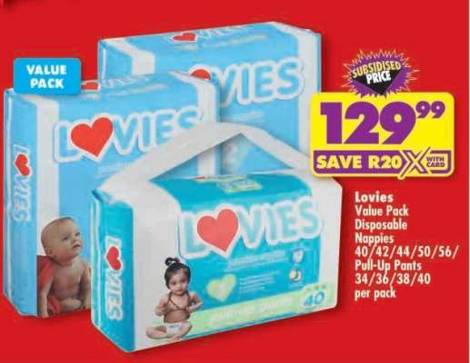 LOVIES VALUE PACK DISPOSABLE NAPPIES