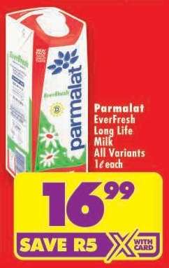 Parmalat EverFresh Long Life Milk All Variants 1ℓ each