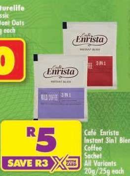 CAFÉ ENRISTA INSTANT 3IN1 BLEND COFFEE SACHET