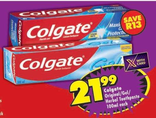 COLGATE ORIGINAL/GEL/HERBAL TOOTHPASTE 100ml each