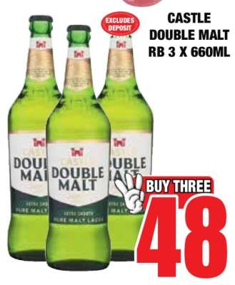 CASTLE DOUBLE MALT RB 3 X 660ML