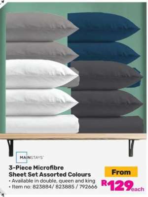 3-Piece Microfibre Sheet Set Assorted Colours