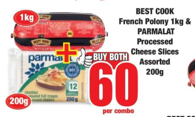 BEST COOK French Polony 1kg & PARMALAT Processed Cheese Slices Assorted 200g