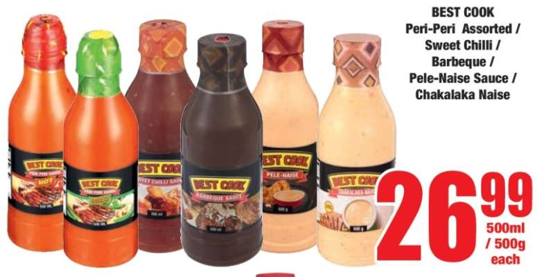 BEST COOK Peri-Peri Assorted / Sweet Chilli / Barbeque / Pele-Naise Sauce / Chakalaka Naise