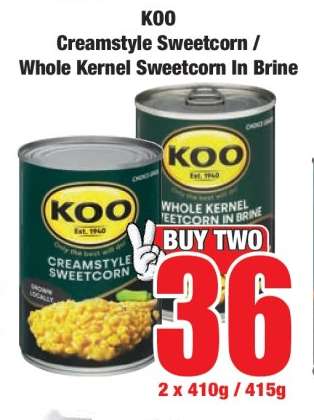 KOO Creamstyle Sweetcorn / Whole Kernel Sweetcorn In Brine