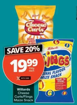 WILLARDS CHEESE CURLS/FLINGS MAIZE SNACK