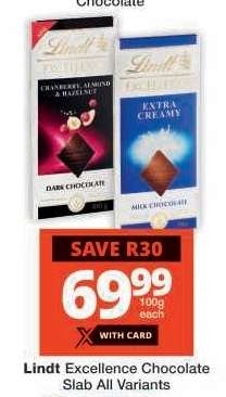 Lindt Excellence Chocolate Slab All Variants