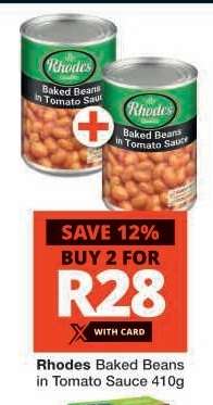 Rhodes Baked Beans in Tomato Sauce 410g